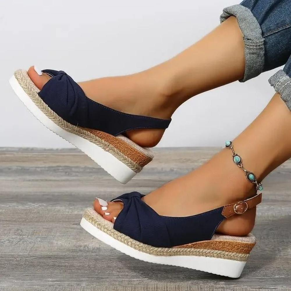 Womens Buckle Peep Toe Wedge Sandals For Casual And Occasion Wear 0