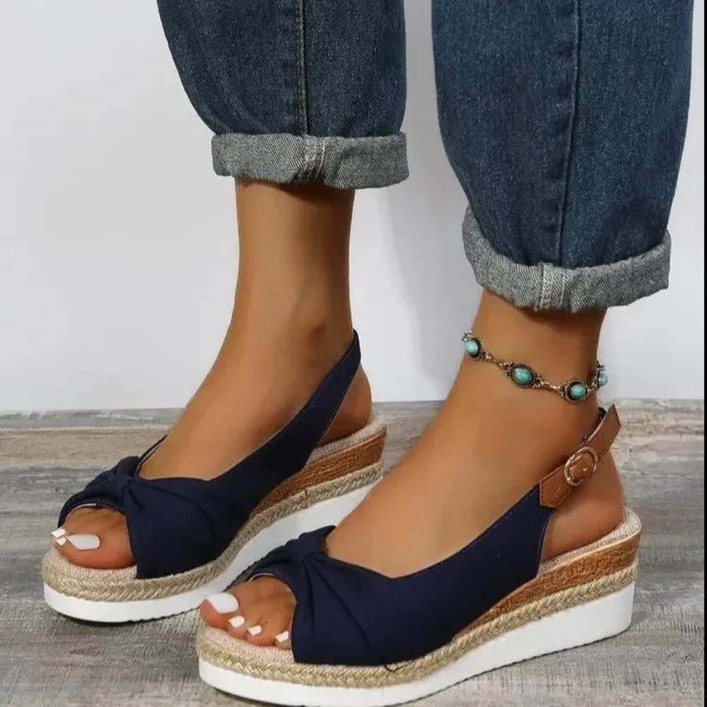 Womens Buckle Peep Toe Wedge Sandals For Casual And Occasion Wear 1