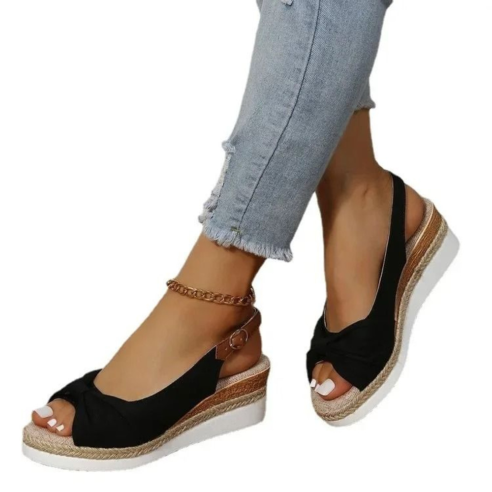 Womens Buckle Peep Toe Wedge Sandals For Casual And Occasion Wear 5