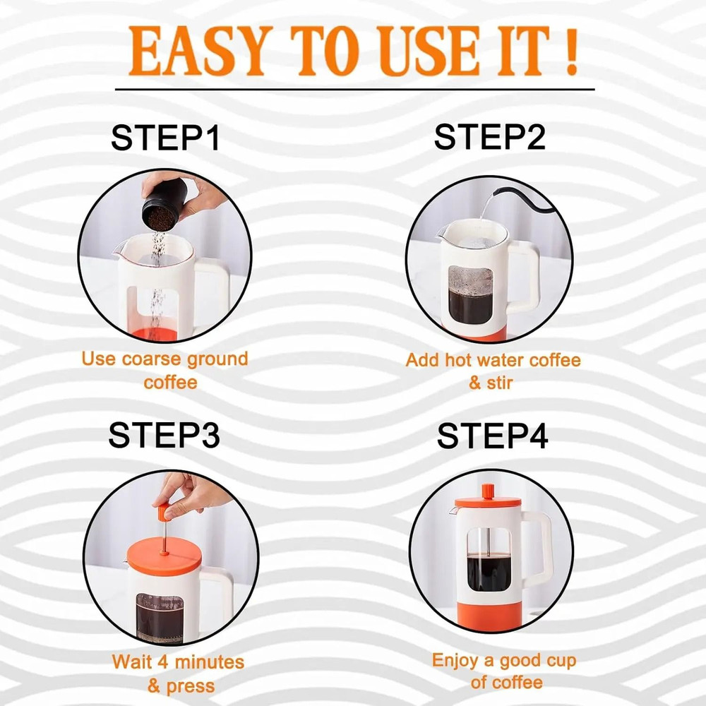 French Press Coffee Pot With Heat Resistant Glass And Four Level Filtration 3