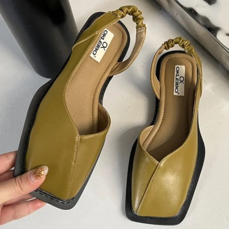 Elegant Womens Summer Sandals With Elastic Band And Square Heel 0