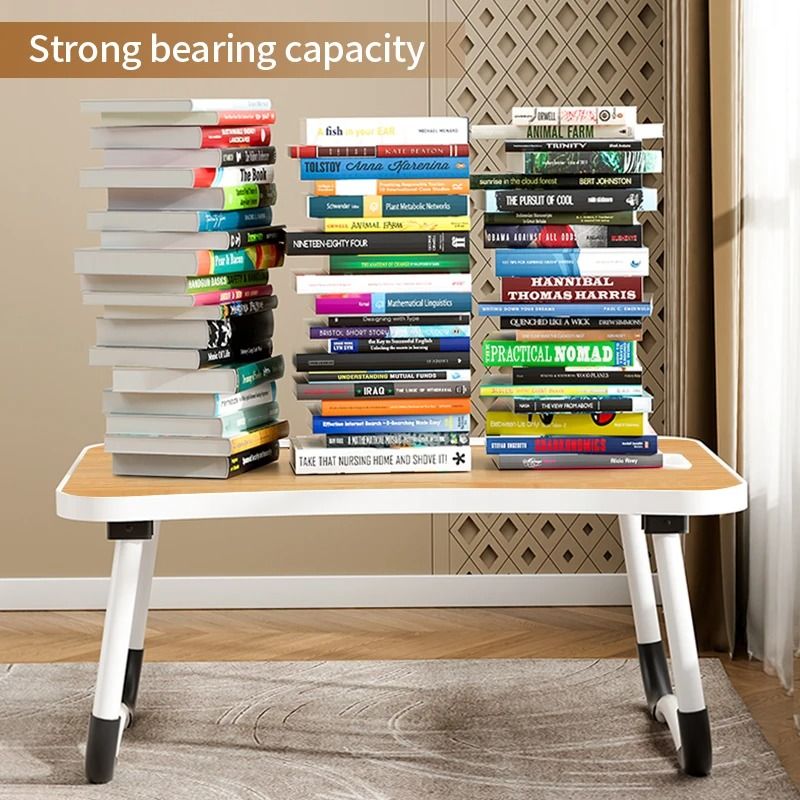 Portable Laptop Desk With Usb Light Small Fan Cup Holder Tablet Slot Lifting Handle 3