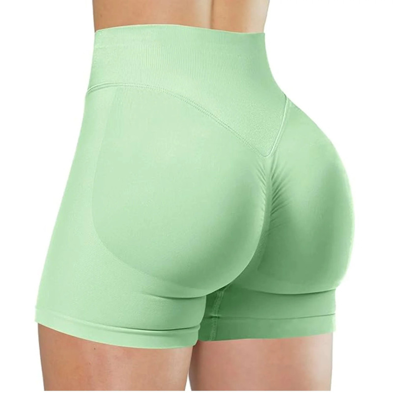 High Waisted Yoga Shorts Fashionable Solid Color Running Fitness Leggings 19
