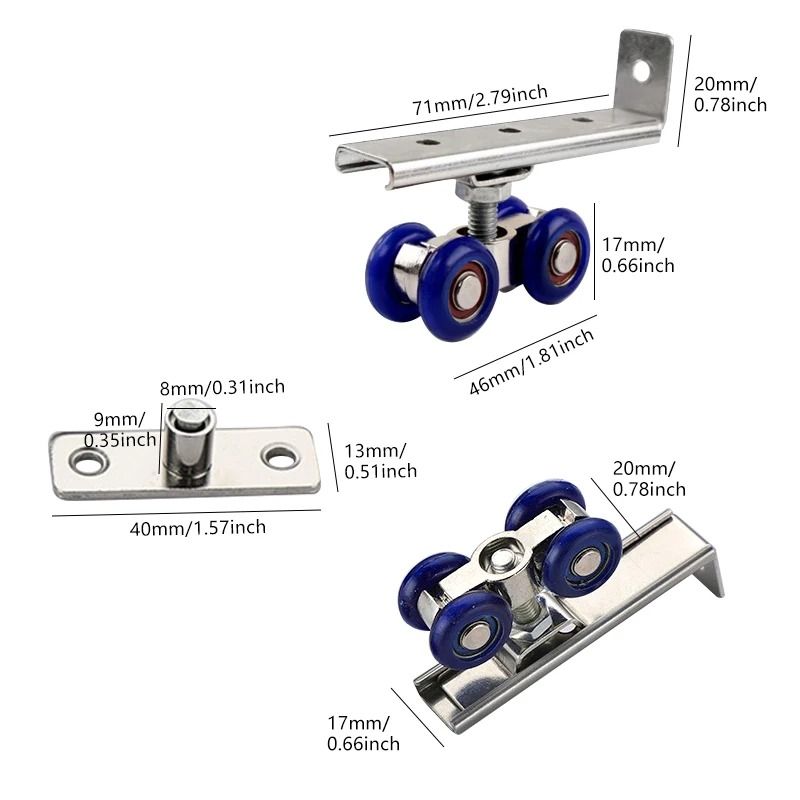 Sliding Door Roller Pulley Set With Four Wheels For Home Use 2