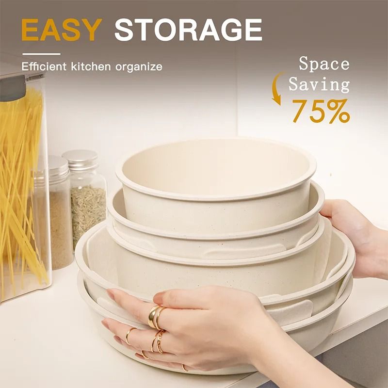 Ceramic Non Stick 21 Piece Cookware Set With Sensor Handle In Milky White 1