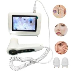 five inch skin and hair analyzer with rechargeable power and dual lenses