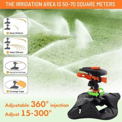 automatic 360° rotating garden sprinkler with adjustable coverage