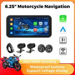 waterproof motorcycle gps with carplay android auto and optional dvr tpms