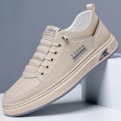 mens breathable leather slip on sneakers lightweight platform casual shoes