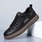 Mens Breathable Leather Slip On Sneakers Lightweight Platform Casual Shoes 2