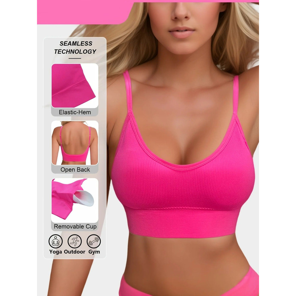 Ribbed Yoga Halter Sports Bra 0