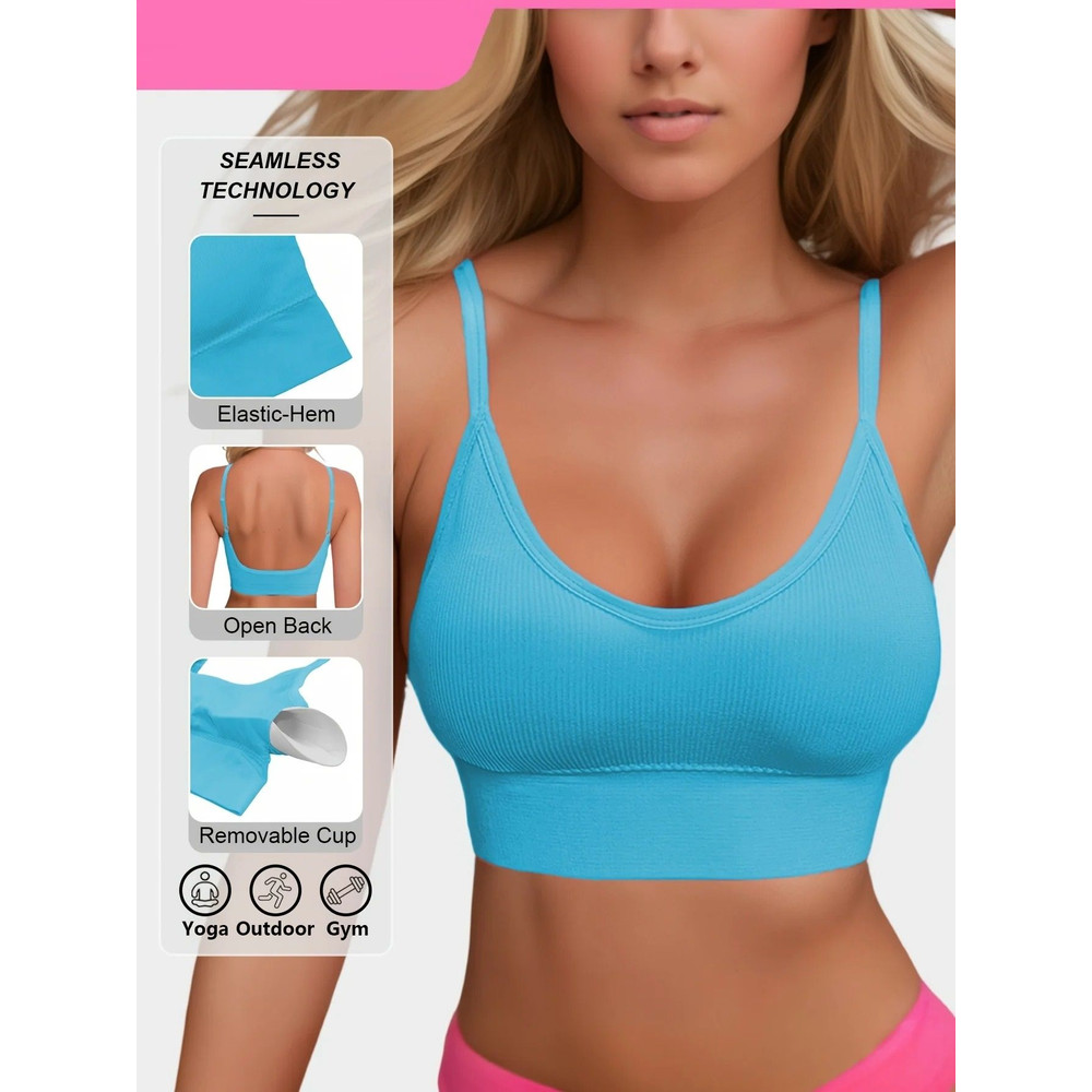 Ribbed Yoga Halter Sports Bra 4