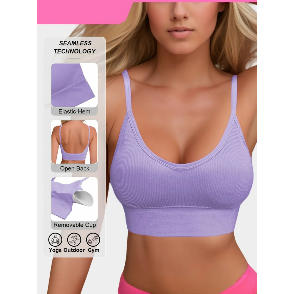 Ribbed Yoga Halter Sports Bra 5