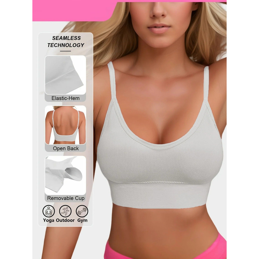 Ribbed Yoga Halter Sports Bra 6