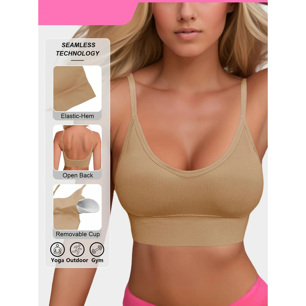 Ribbed Yoga Halter Sports Bra 2