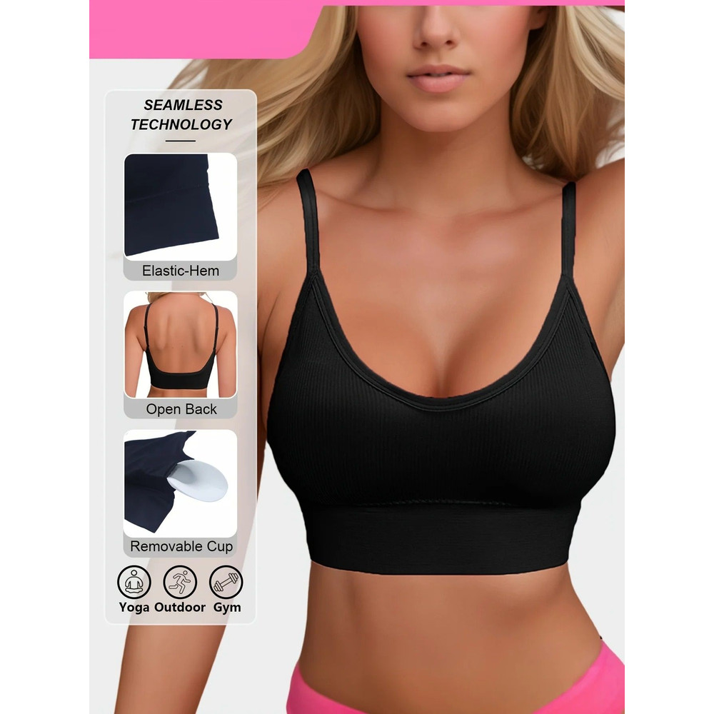 Ribbed Yoga Halter Sports Bra 3