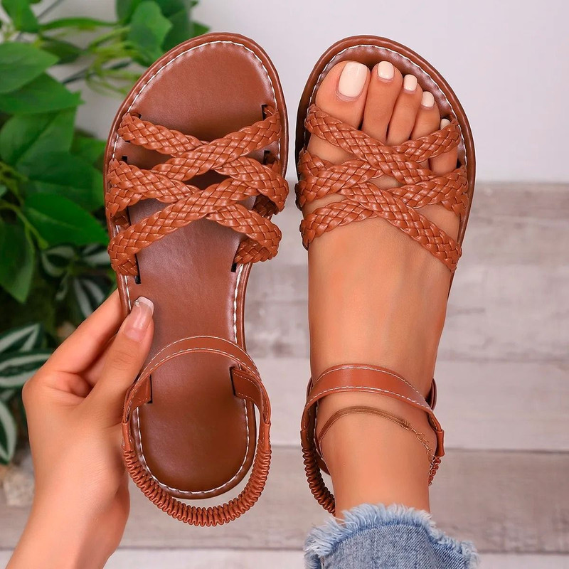 Womens Summer Flat Sandals Comfortable Roman Strap Design With Non Slip Rubber Sole 13