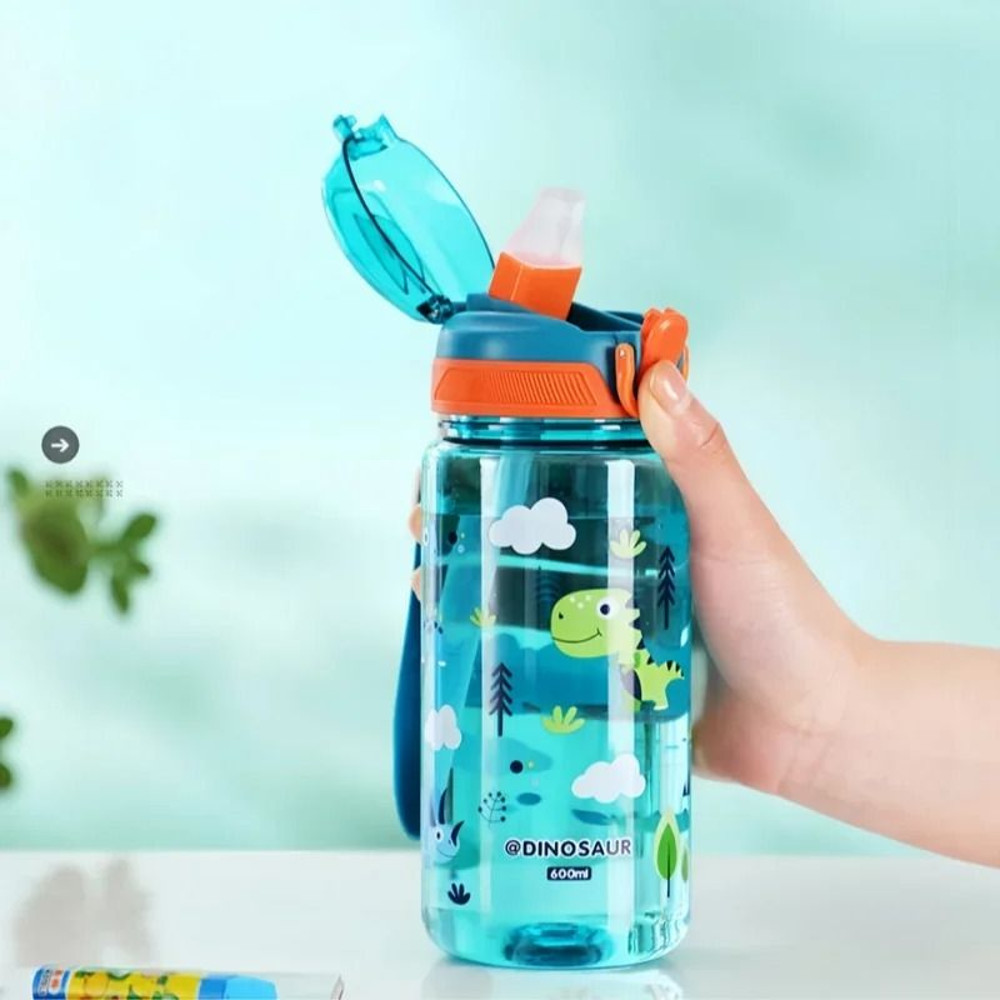 Dinosaur Water Bottle For Kids With Silicone Straw And Leakproof Design 1