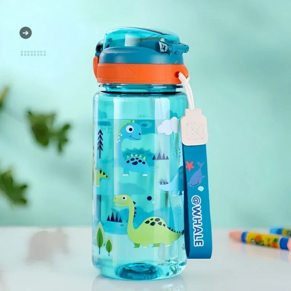 Dinosaur Water Bottle For Kids With Silicone Straw And Leakproof Design 3