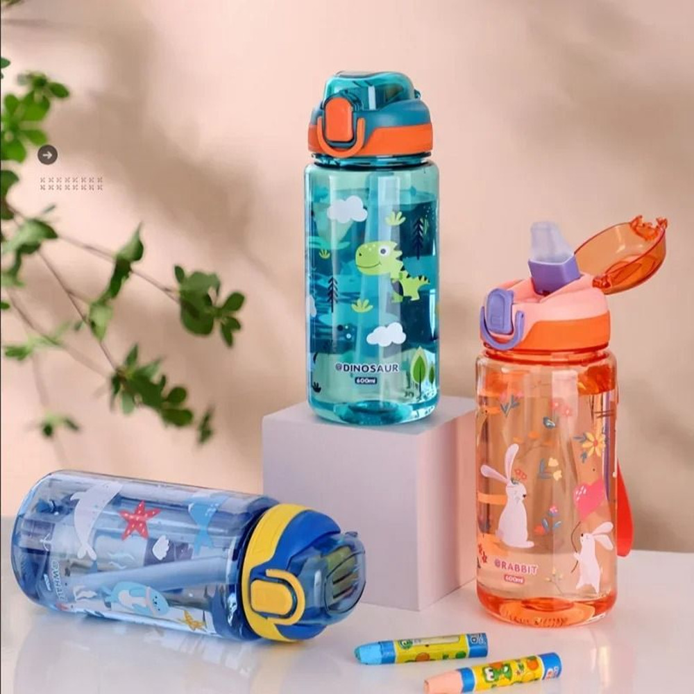 Dinosaur Water Bottle For Kids With Silicone Straw And Leakproof Design 5