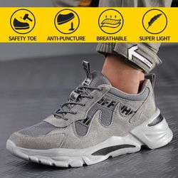mens safety work sneakers steel toe puncture resistant breathable