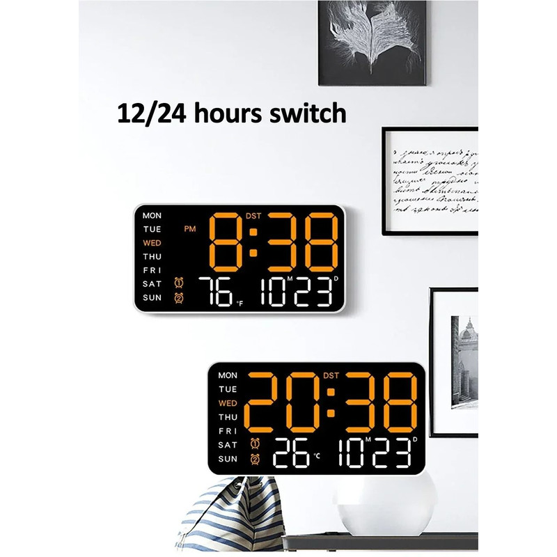 Extra Large LED Wall Clock With Temperature Timer And Date Display 1