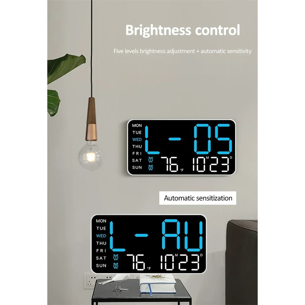 Extra Large LED Wall Clock With Temperature Timer And Date Display 2