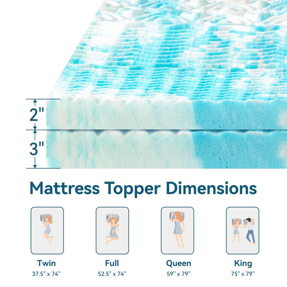 Cooling Gel Memory Foam Mattress Topper With Pressure Relief 4
