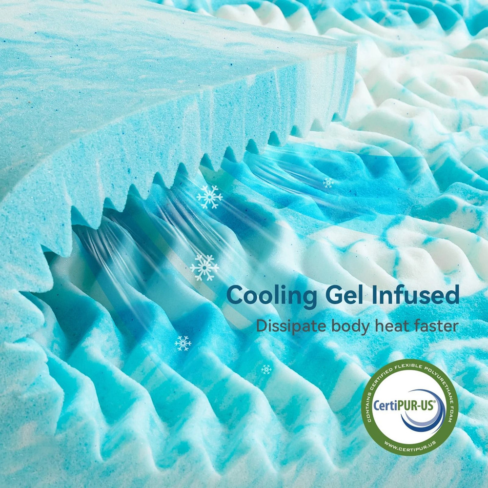 Cooling Gel Memory Foam Mattress Topper With Pressure Relief 5