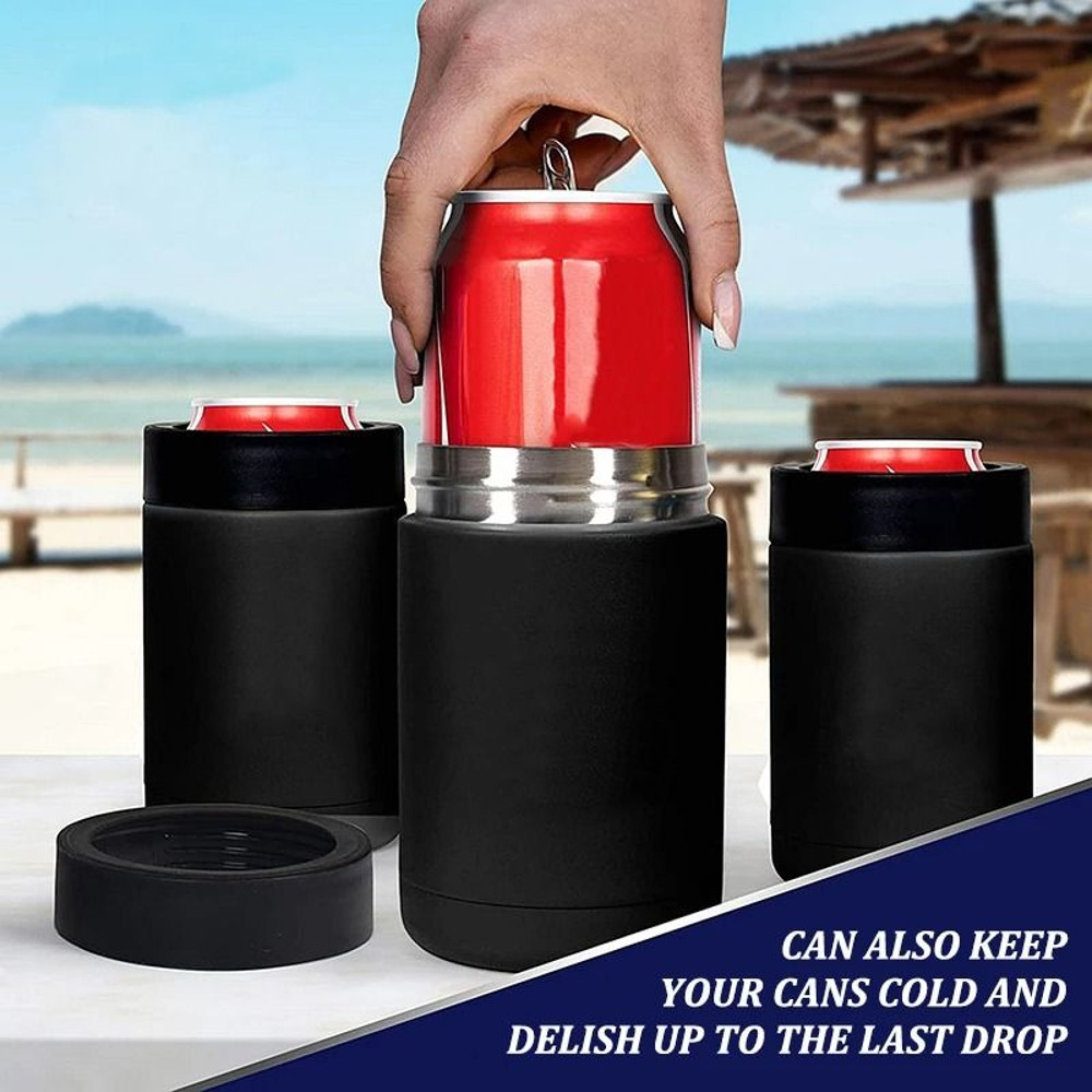 Insulated Stainless Steel Drink Can Cooler With Built In Opener 1