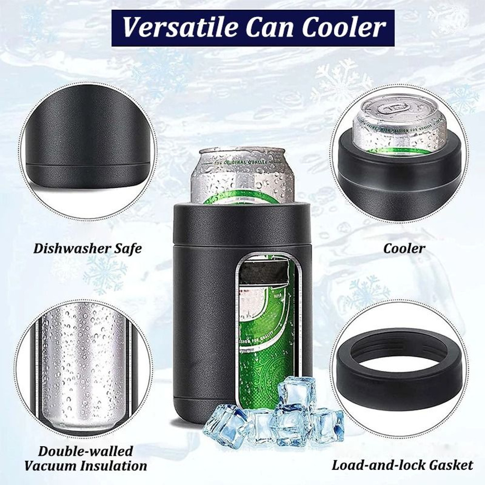 Insulated Stainless Steel Drink Can Cooler With Built In Opener 2