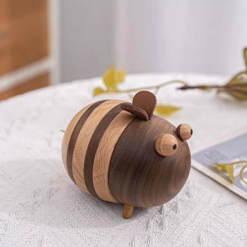 Wooden Bee Toothpick Holder With Moisture Proof Dispenser 0