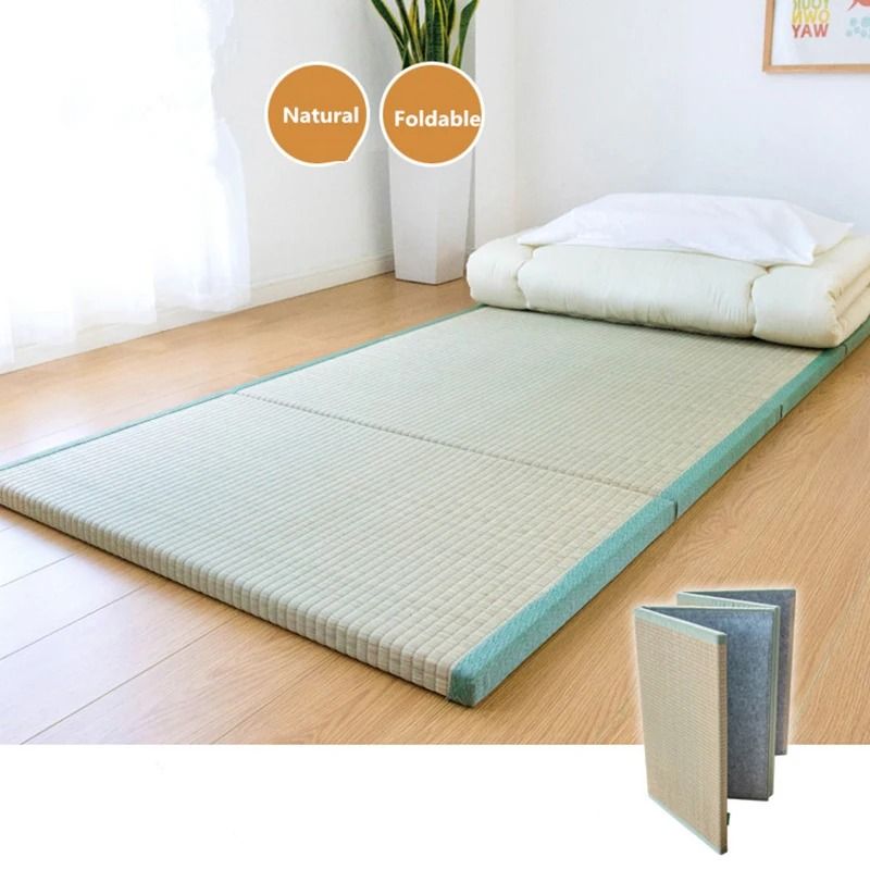 Foldable Tatami Style Sleeping Mattress With Traditional Straw Design 2