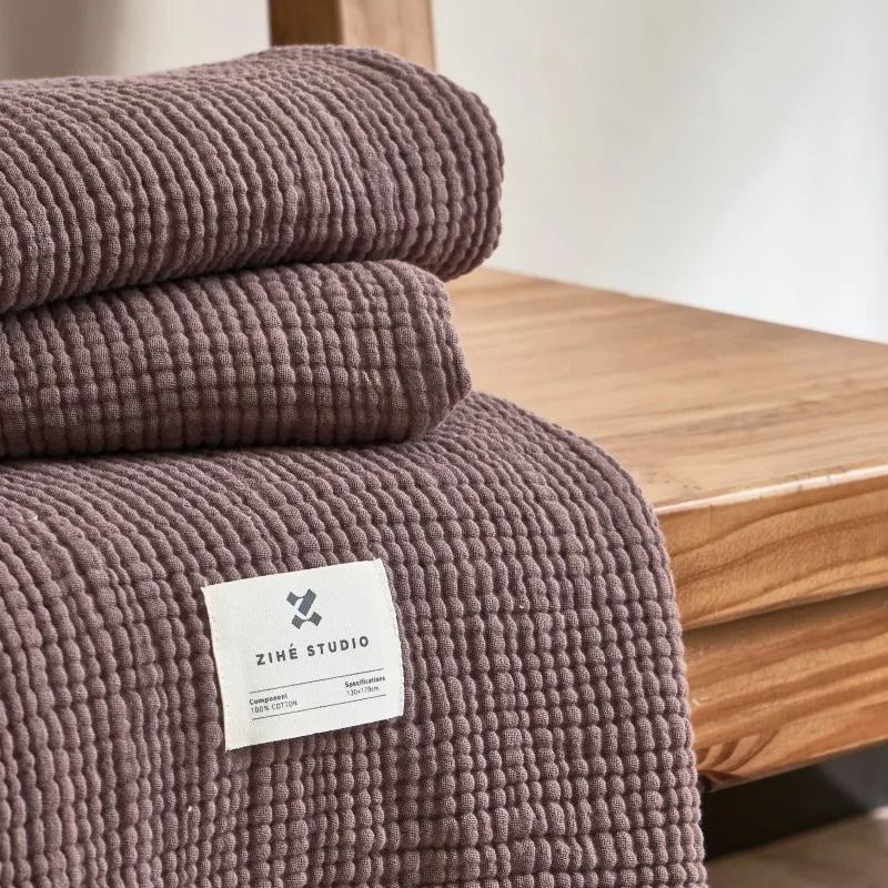 Four Layer Cotton Gauze Blanket With Tassel Edges 9