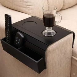 foldable bamboo sofa armrest tray with cup holder