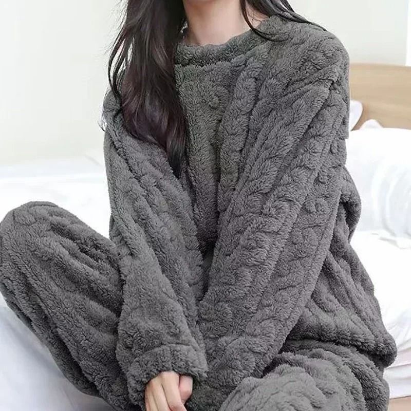 Velvet Ribbed Fleece 2 Piece Lounge Set For Women 4