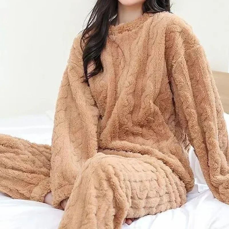 Velvet Ribbed Fleece 2 Piece Lounge Set For Women 5
