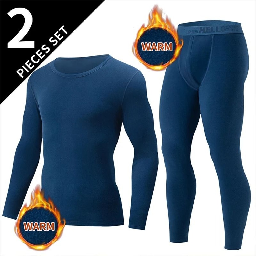 Mens Thermal Underwear Long Sleeve Top And Pants Set 8