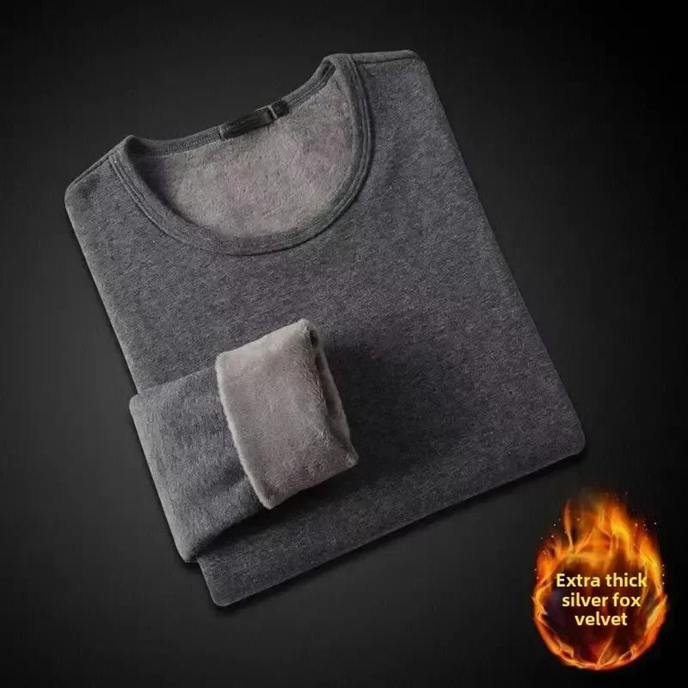Unisex Winter Fleece Lined Long Sleeve T Shirt 8