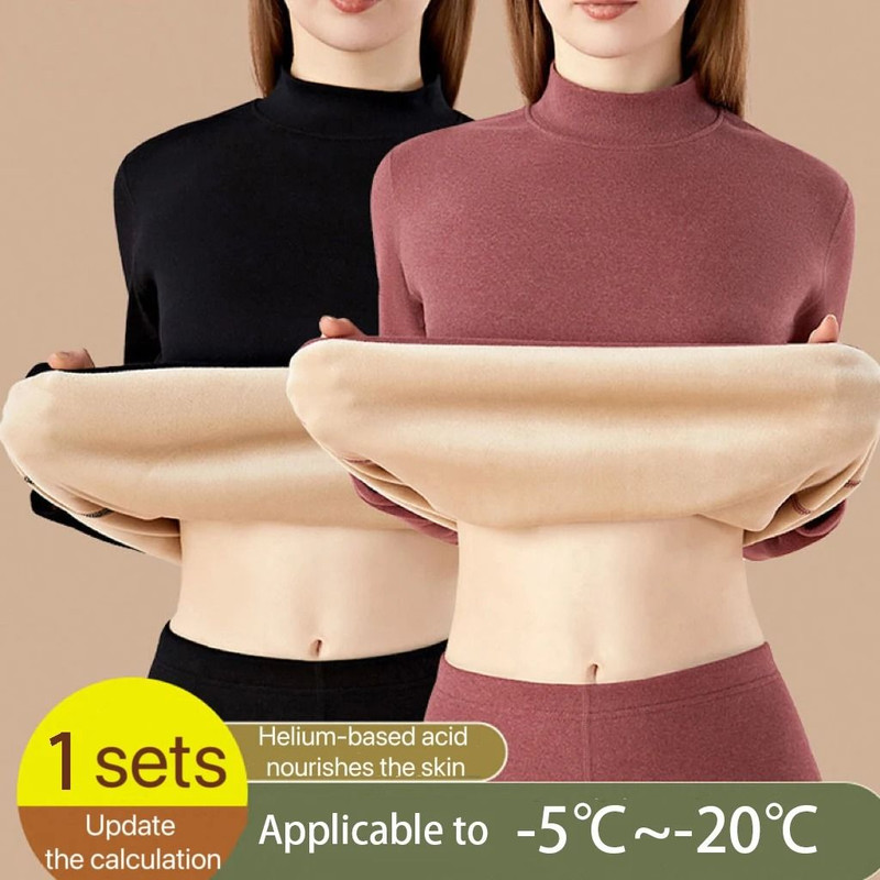 Womens Ultra Thick Thermal Underwear Set Seamless Long Sleeve Winter Clothing 2