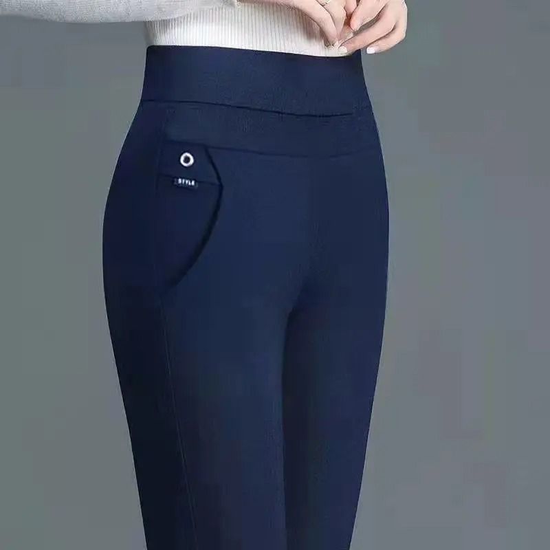 Elegant High Waist Straight Pants For Women With Elastic Waistband 6