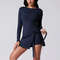High Neck Long Sleeve Tennis Dress With Wrap Skirt And Built In Shorts 9