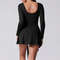High Neck Long Sleeve Tennis Dress With Wrap Skirt And Built In Shorts 3