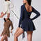 High Neck Long Sleeve Tennis Dress With Wrap Skirt And Built In Shorts 5