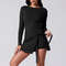 High Neck Long Sleeve Tennis Dress With Wrap Skirt And Built In Shorts 6