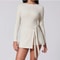 High Neck Long Sleeve Tennis Dress With Wrap Skirt And Built In Shorts 7