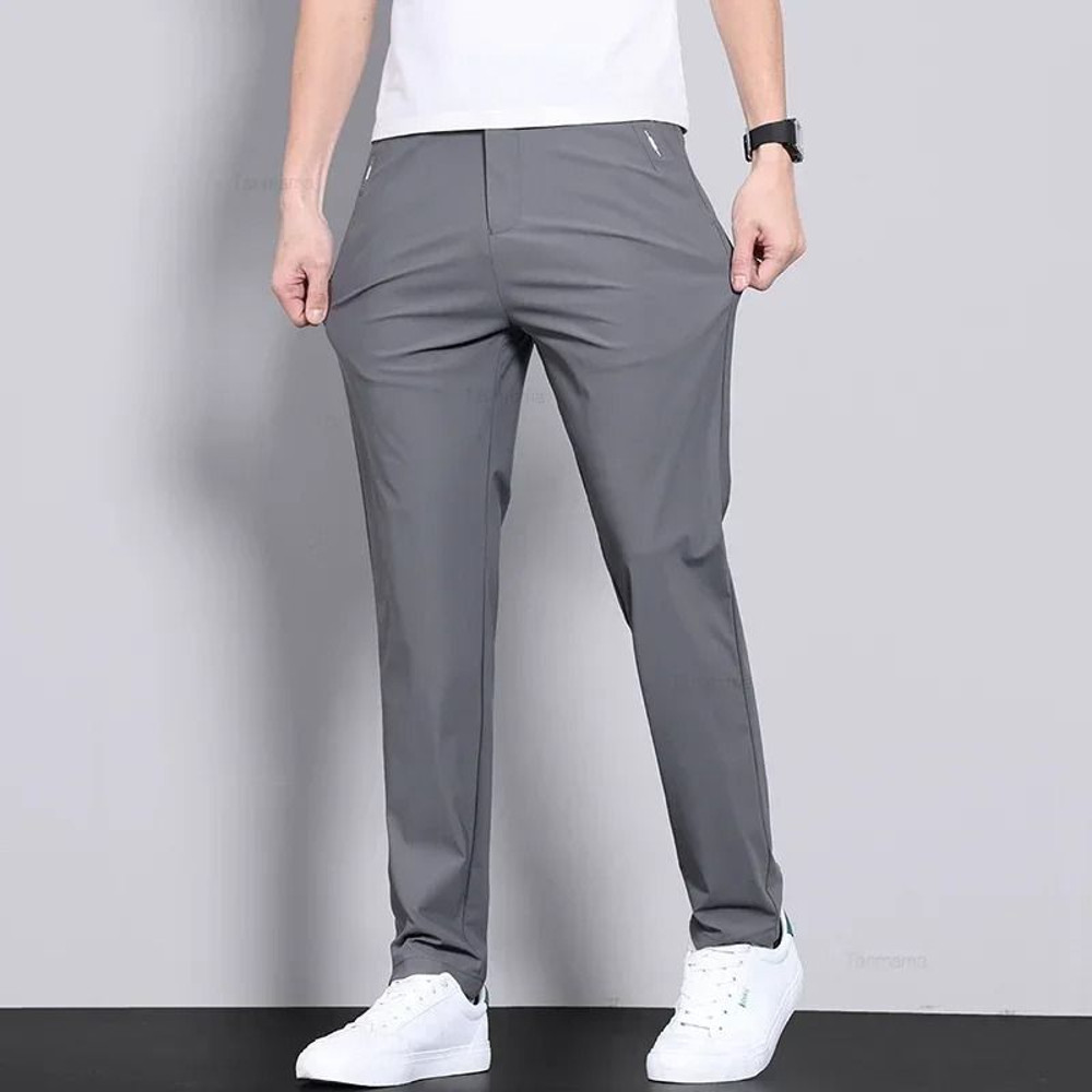 Mens Ultra Thin Quick Dry Elastic Trousers Summer Slim Straight Pants 3