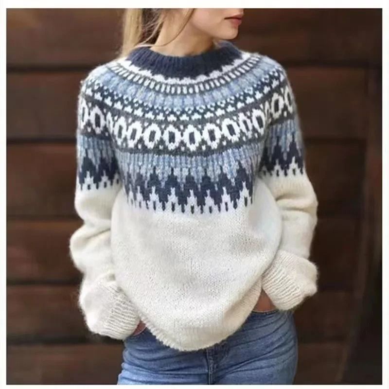Womens Crew Neck Knit Sweater Casual Pullover 0