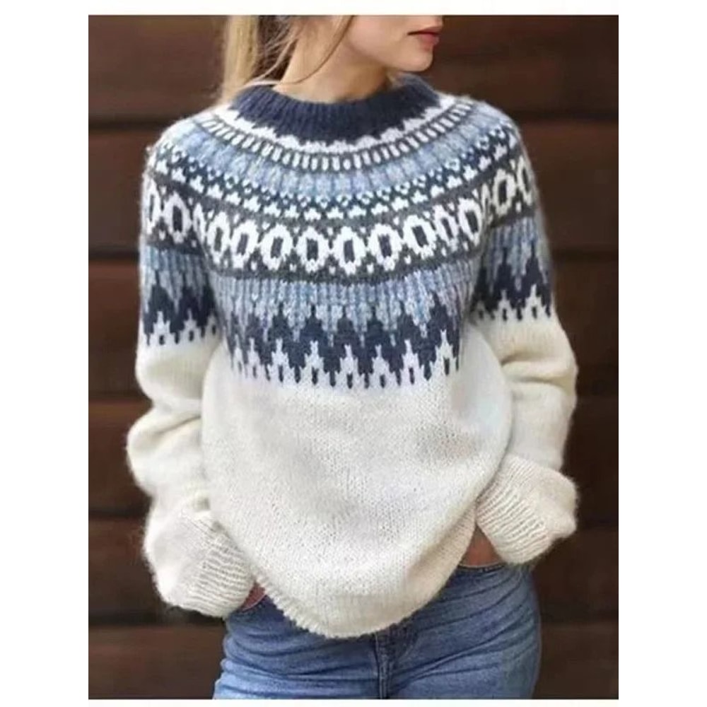 Womens Crew Neck Knit Sweater Casual Pullover 11