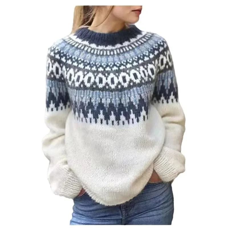 Womens Crew Neck Knit Sweater Casual Pullover 4
